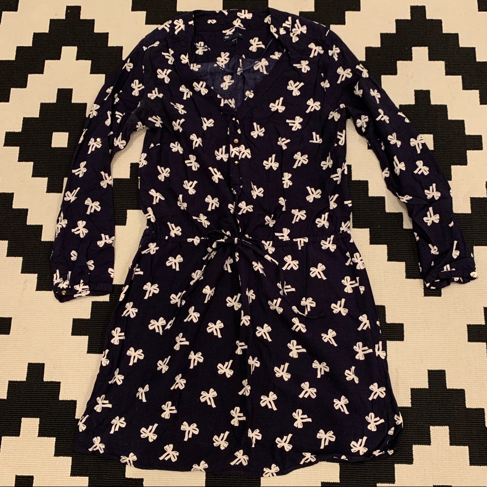 GAP SzS Navy Bow Print Popover Dress